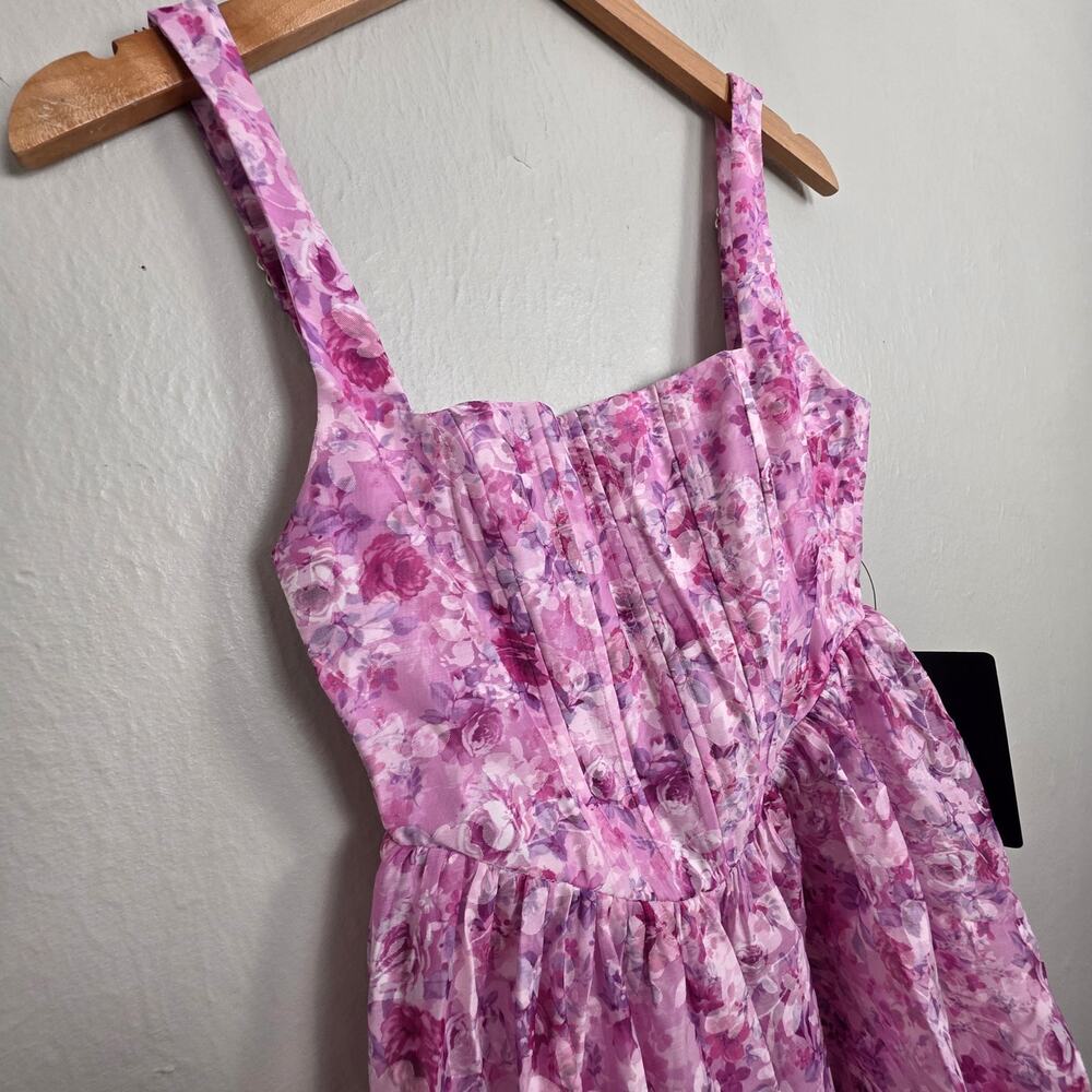 NWT Lulus Colwyn Light Magenta Floral Jacquard Bustier Midi Dress Medium - Picture 7 of 12
